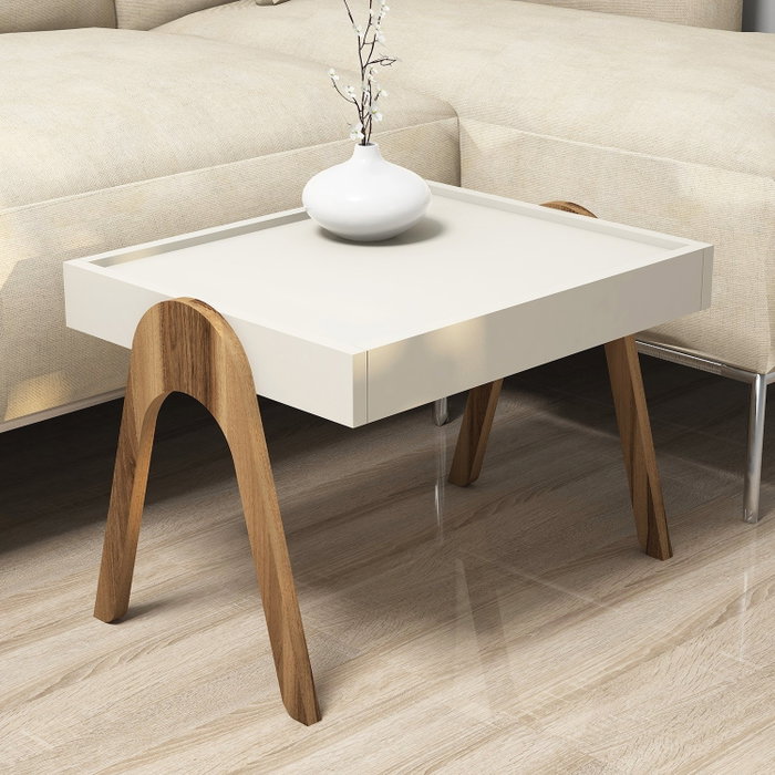 Hanah Home Juego de Mesas Nido Roma - Nogal y Crema